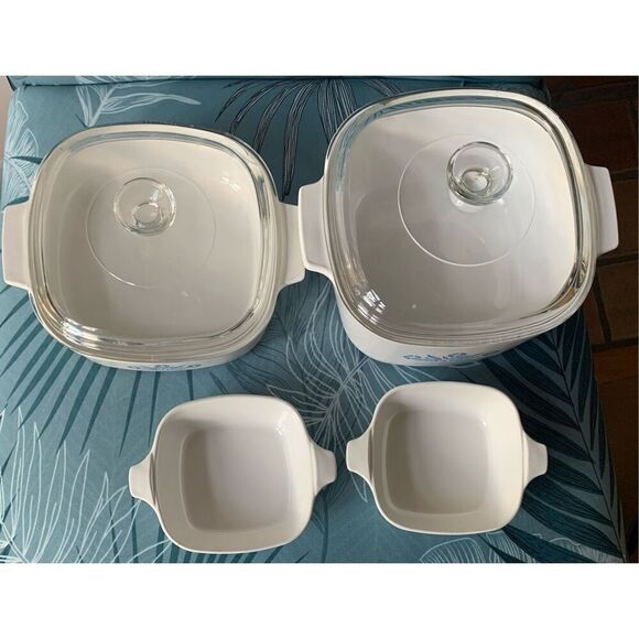 Vintage Corning Ware BLUE CORNFLOWER Baking Casserole Dish Lot 6 piece SET - Picture 3 of 6